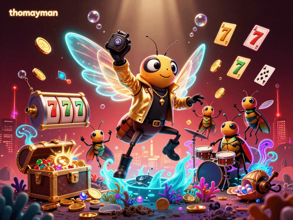 Immerse in thomayman's thrilling jackpot action with vibrant characters and stunning 3D elements.