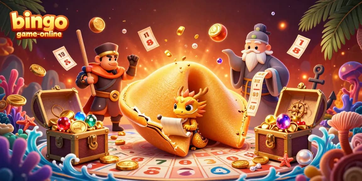 Win big at bingo-game-online with vibrant bingo balls and energetic characters in a rich 3D scene.