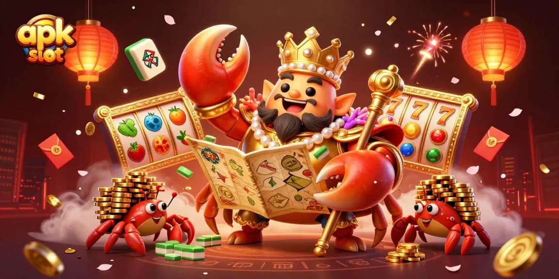 Mengoptimalkan pengalaman apk slot dengan karakter kepiting emas dan simbol permainan yang menarik.