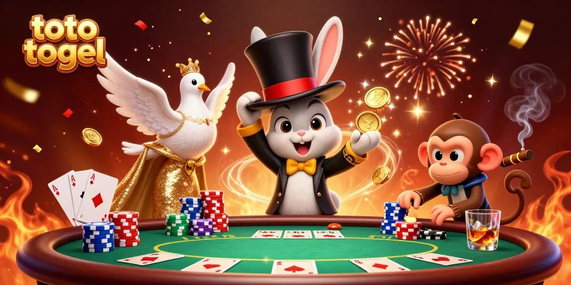 Toto togel enthusiasts enjoy a thrilling fantasy casino scene with magical characters and vibrant gameplay elements.