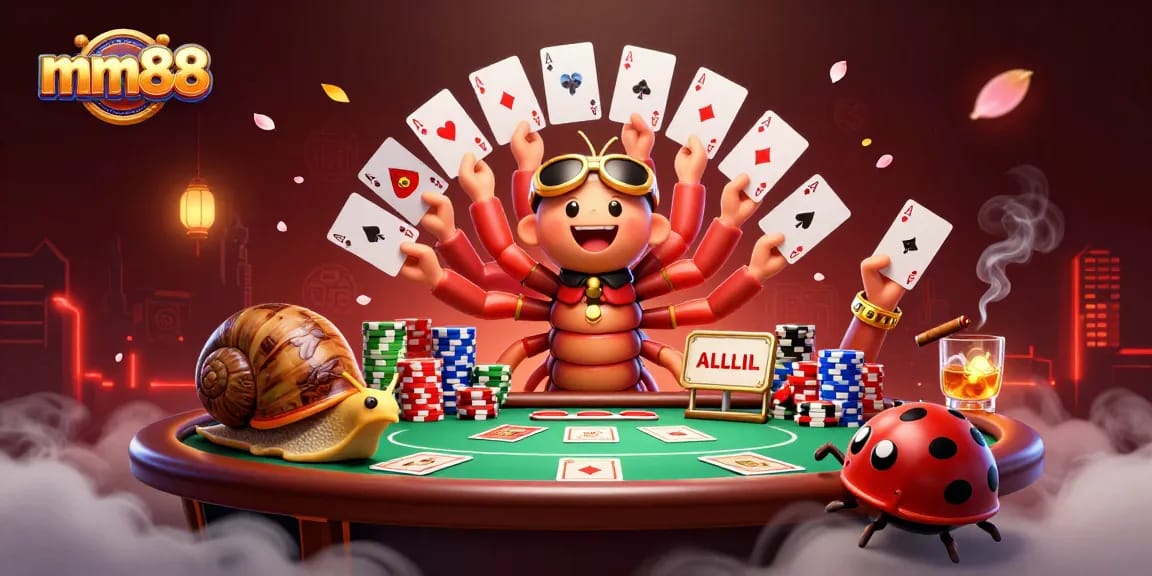 Win big at mm88 with a lively casino scene featuring a cartoon dealer and exciting gameplay.