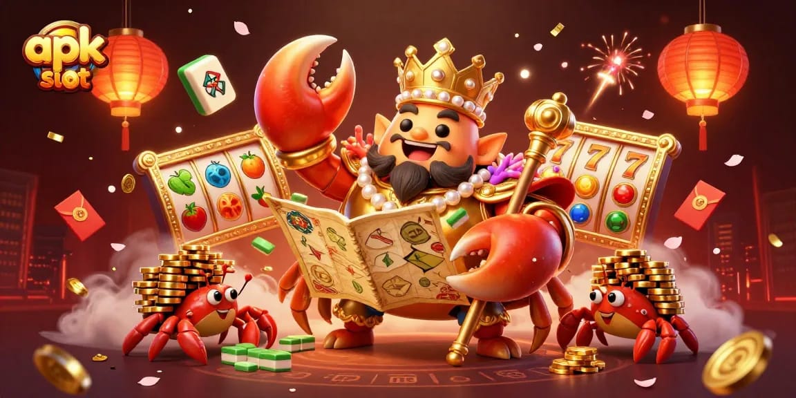 Mengoptimalkan pengalaman apk slot dengan karakter kepiting emas dan simbol permainan yang menarik.