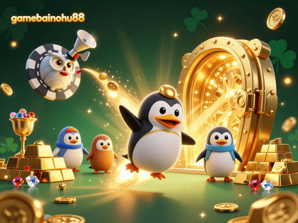 Engage in thrilling treasures of gamebainohu88 with golden coins and vibrant casino elements.