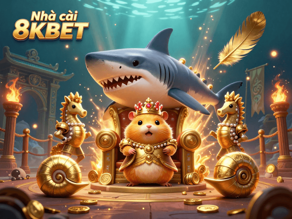 Claim your winnings at Nhà cái 8KBET featuring exciting underwater casino action and vibrant characters.
