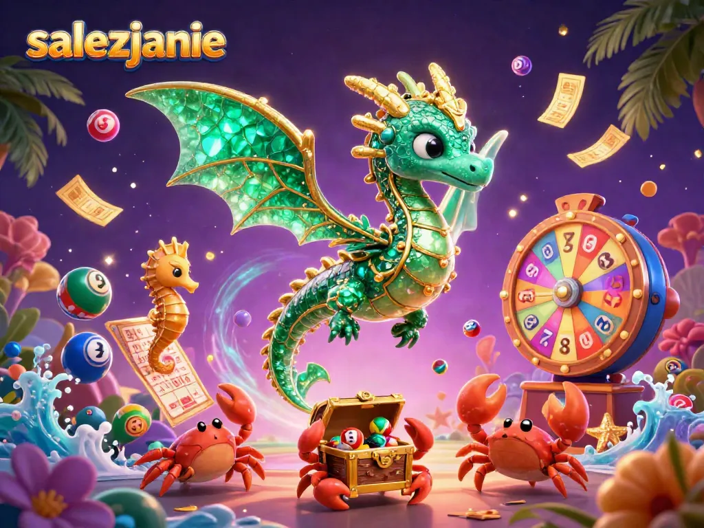 Salezjanie mocny jackpot w kolorowych kulach loteryjnych i złotym bingo.