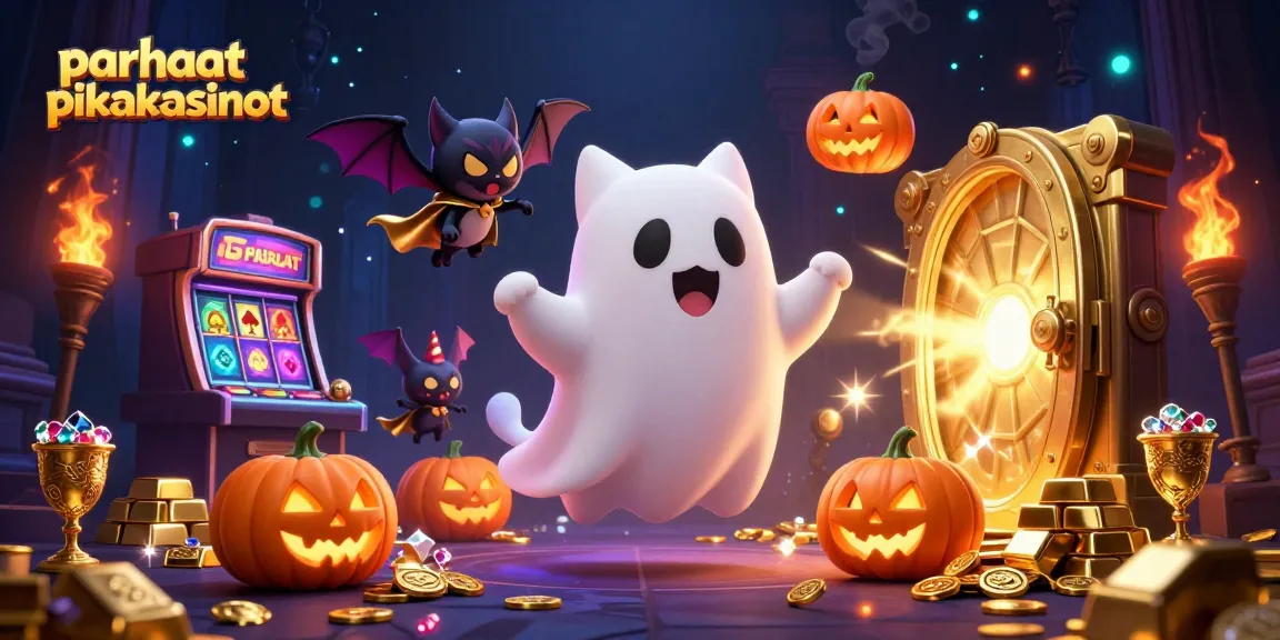 Experience the thrill of parhaat pikakasinot with a friendly ghost cat and vampire bat in a haunted casino.
