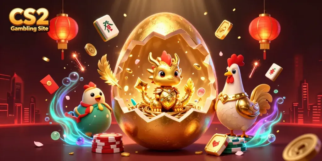 Experience thrilling action at a vibrant CS2 Gambling Site featuring a golden dragon and poker chips.