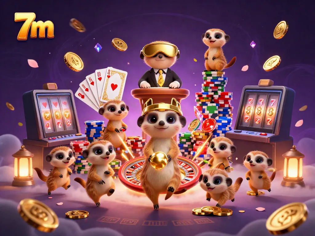 Experience engaging casino action with 7m meerkats orchestrating a vibrant gaming atmosphere.
