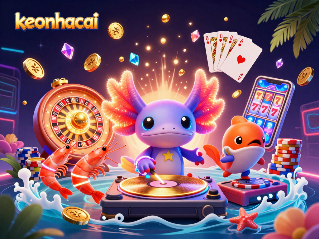 Experience thrilling gameplay with keonhacai’s vibrant casino scene featuring neon characters and dynamic casino elements.