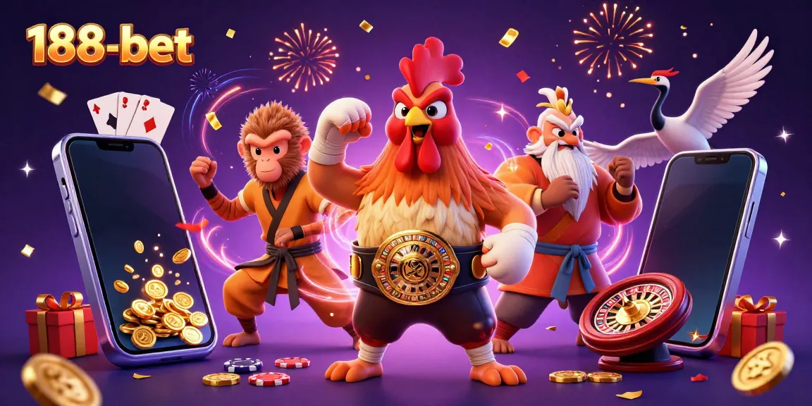 Experience thrilling slots and sports with 188-bet in a vibrant casino-themed scene.