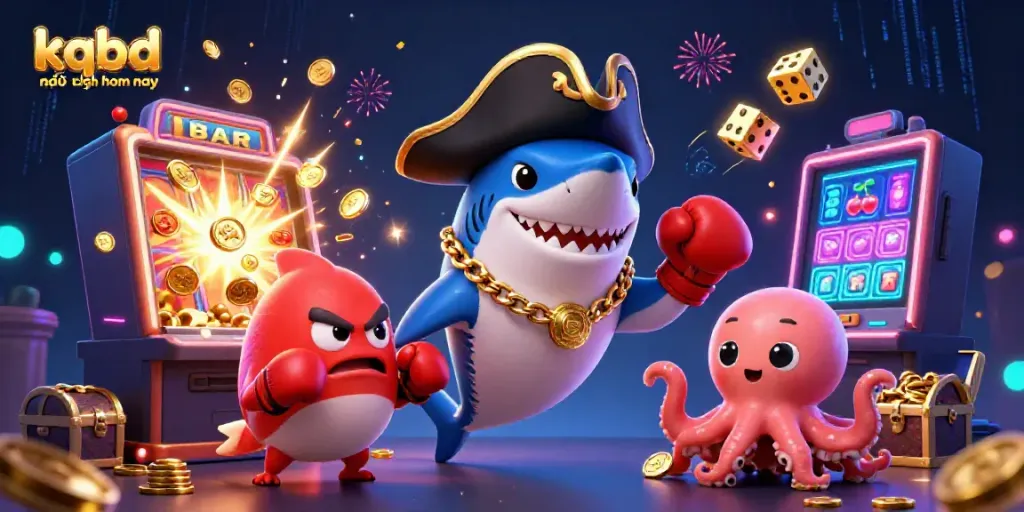 Experience real-time excitement with kqbd mới nhất hôm nay showcased in a lively casino scene featuring playful characters and jackpot thrills.