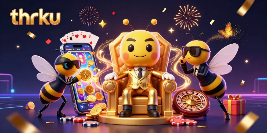 Play exciting slots with immersive thrill at thrku's vibrant 3D casino scene featuring a mob boss.