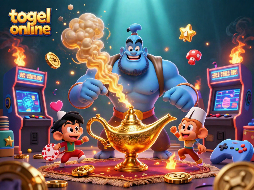 Memenangkan togel online dengan keberuntungan dalam ilustrasi 3D berwarna-warni penuh detail.