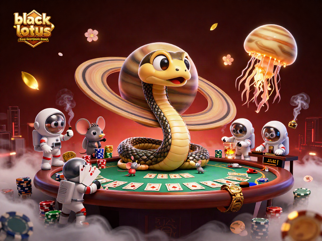 Experience the excitement of the black lotus casino no deposit bonus with a vibrant cosmic scene filled with colorful gaming elements.