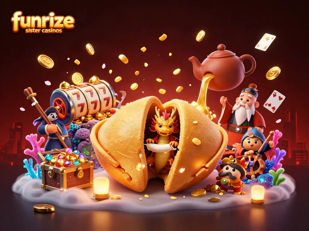 Experience funrize sister casinos with an engaging 3D scene showcasing thrilling gaming elements.