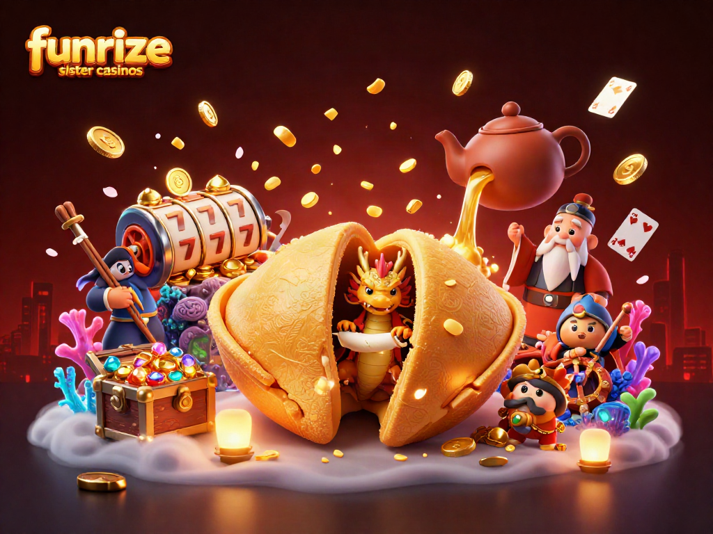 Experience funrize sister casinos with an engaging 3D scene showcasing thrilling gaming elements.