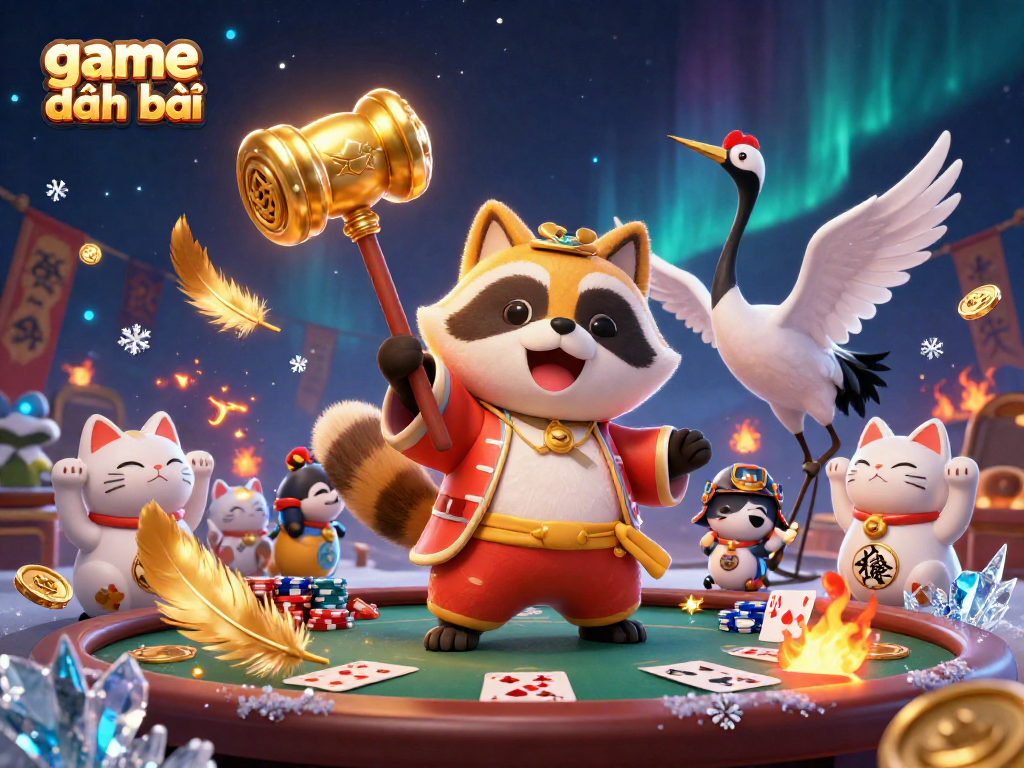 Join the exciting game đánh bài with our cheerful tanuki, crane, and fortune cats!