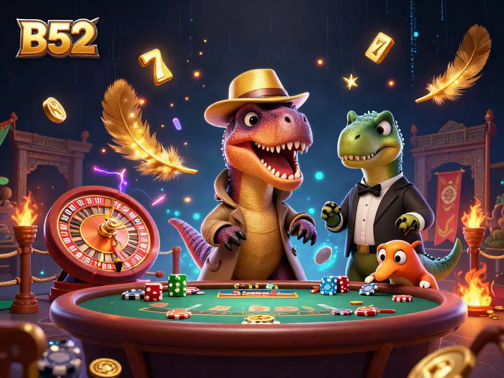 B52 velociraptor card counter navigating a blackjack table, surrounded by casino action