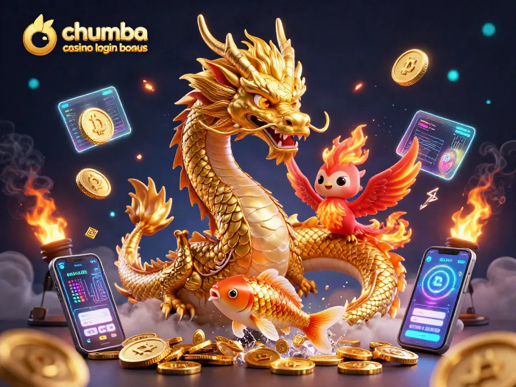 Experience the thrill of Chumba Casino login bonus with a dazzling 3D scene of fortune and excitement.