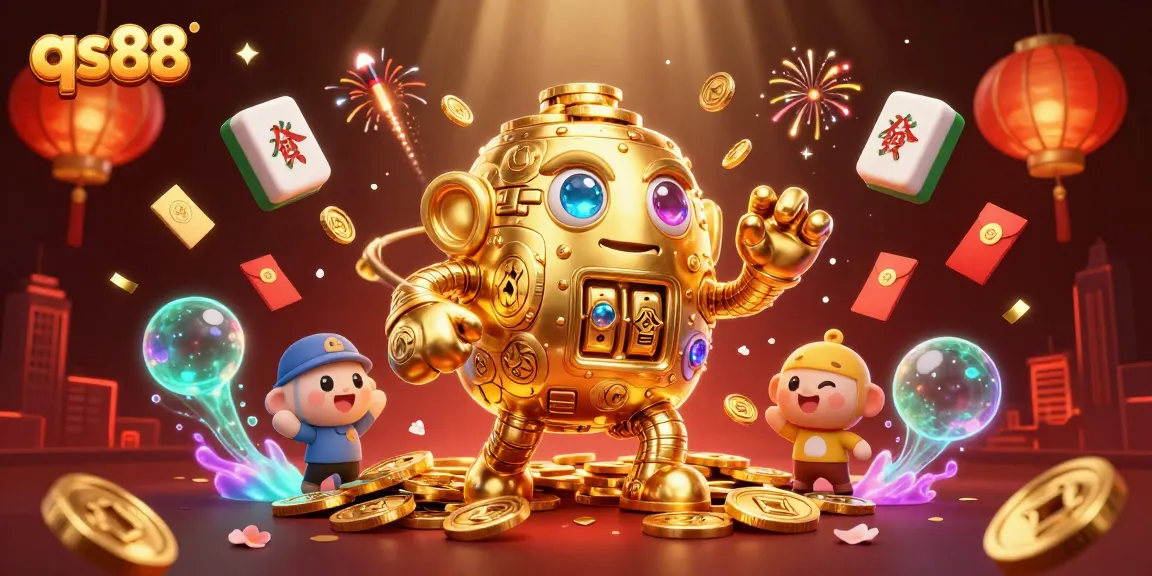 Experience thrilling moments with qs88's golden golem amidst festive game elements!