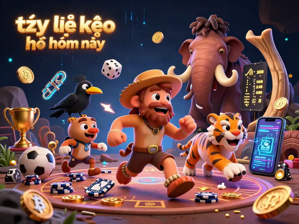 Engage with tỷ lệ kèo nhà cái hôm nay in an exciting prehistoric casino scene filled with sports betting elements.