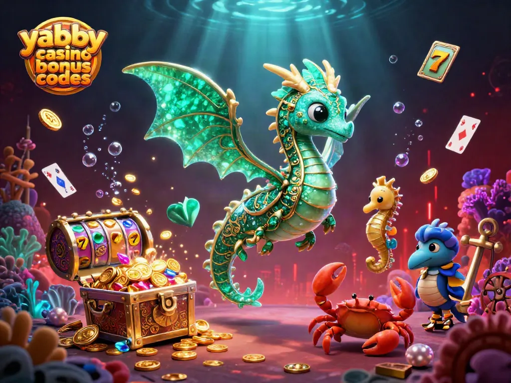 Engage with Yabby Casino bonus codes through vibrant underwater scenes filled with games and treasure.