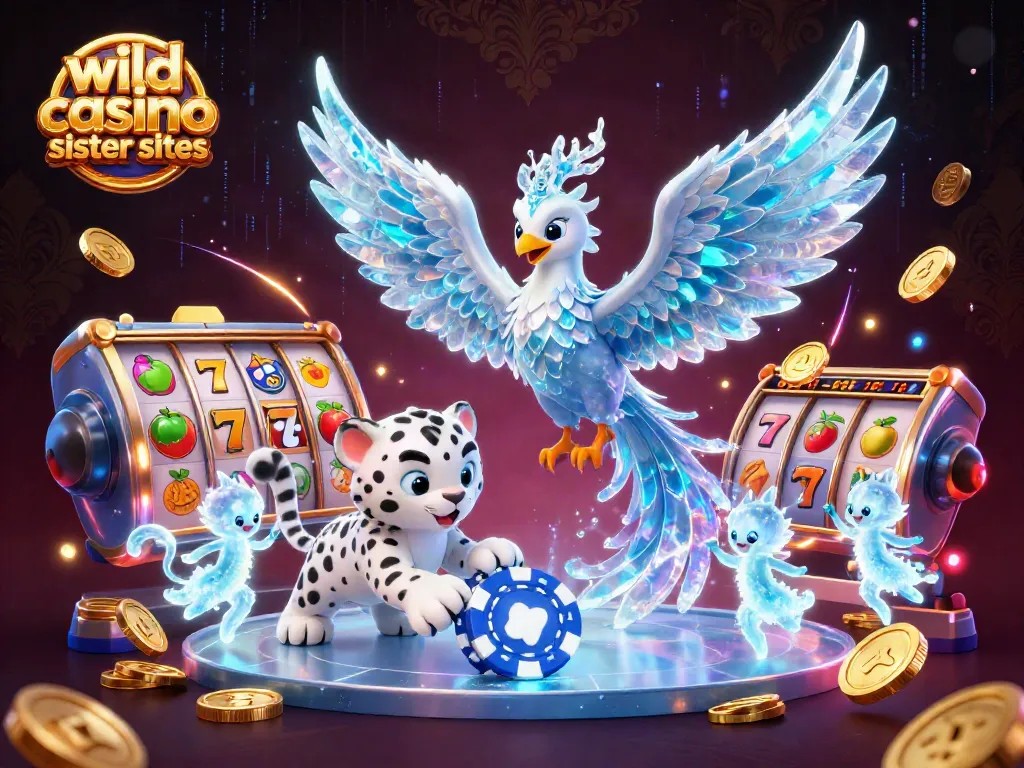 Experience wild casino sister sites through a vibrant 3D illustration of characters and game elements.