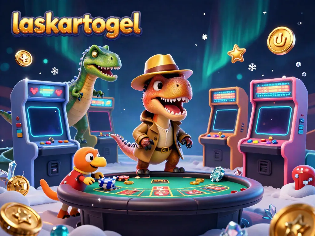 Experience thrilling play with laskartogel's cartoon velociraptor card counter at an exciting blackjack table.