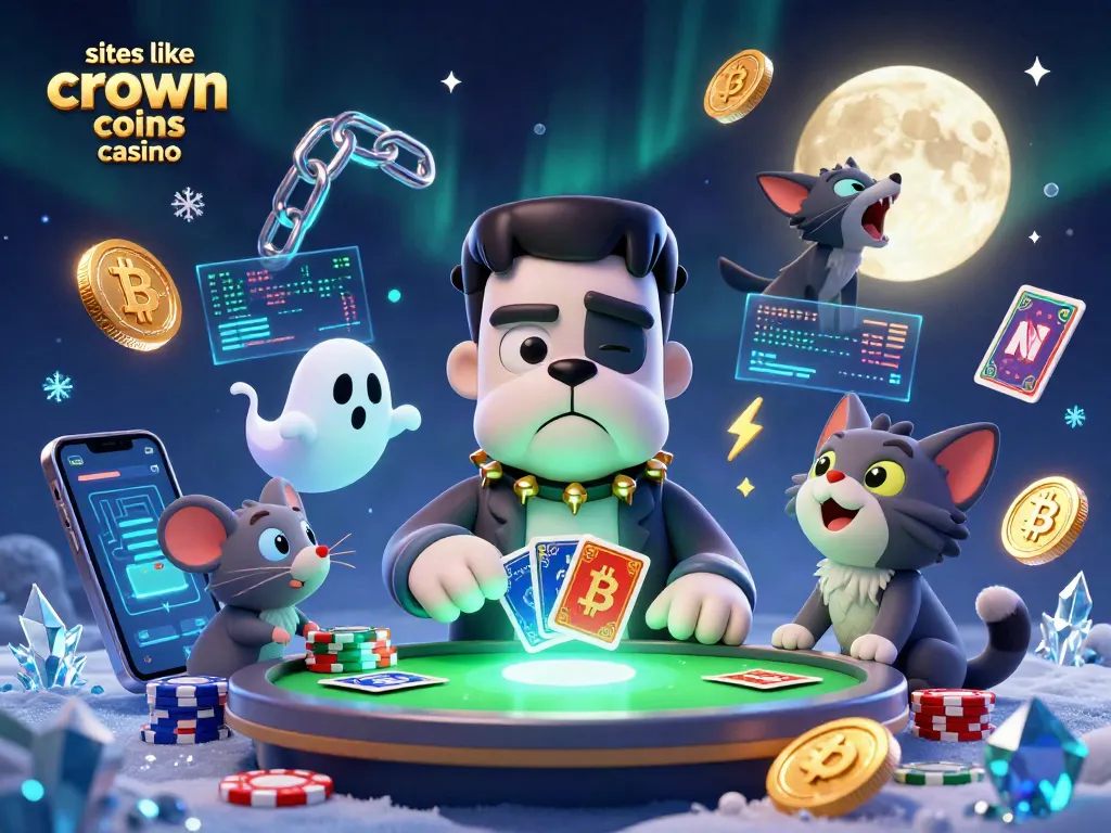 Play games like at Crown Coins Casino with our colorful 3D casino illustration featuring exciting characters and elements.
