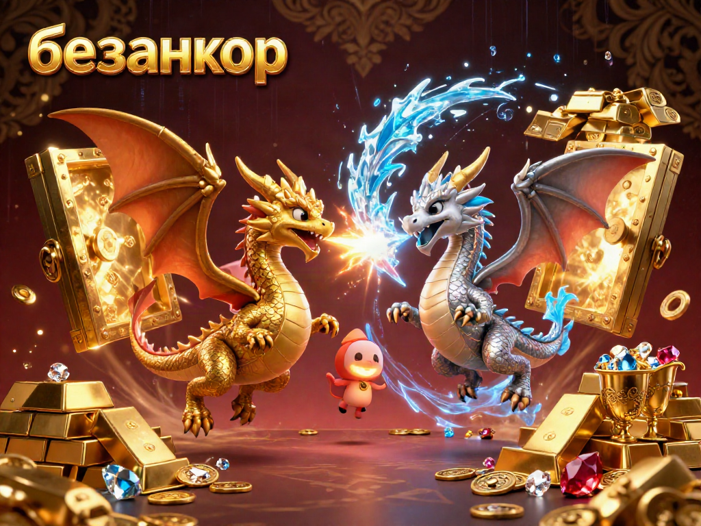 Engage in the thrill of безанкор with swirling dragons, treasures, and dynamic elements of a casino environment.