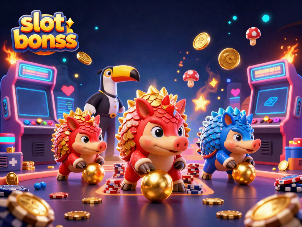 Experience exciting slot bonuses with rival pangolins in a vibrant casino game scene.