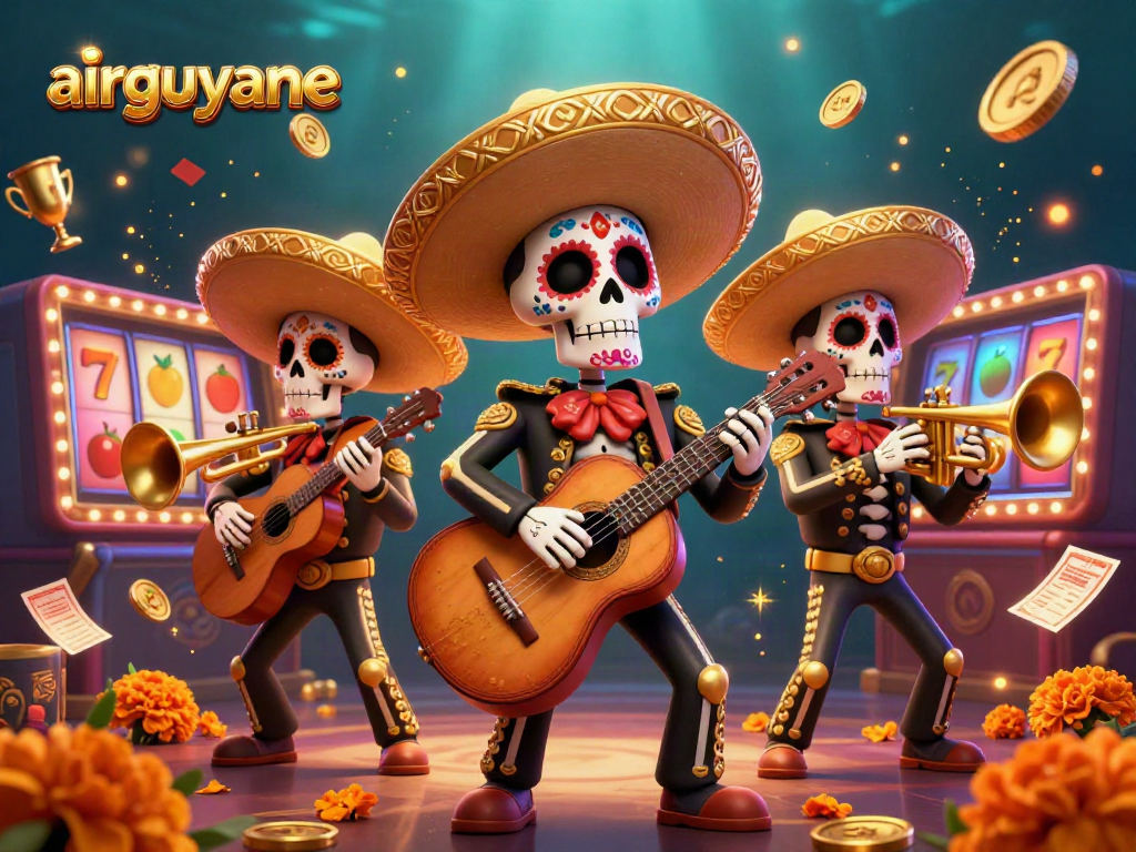 Experience the thrill of airguyane casino with vibrant mariachi characters amidst colorful slots.