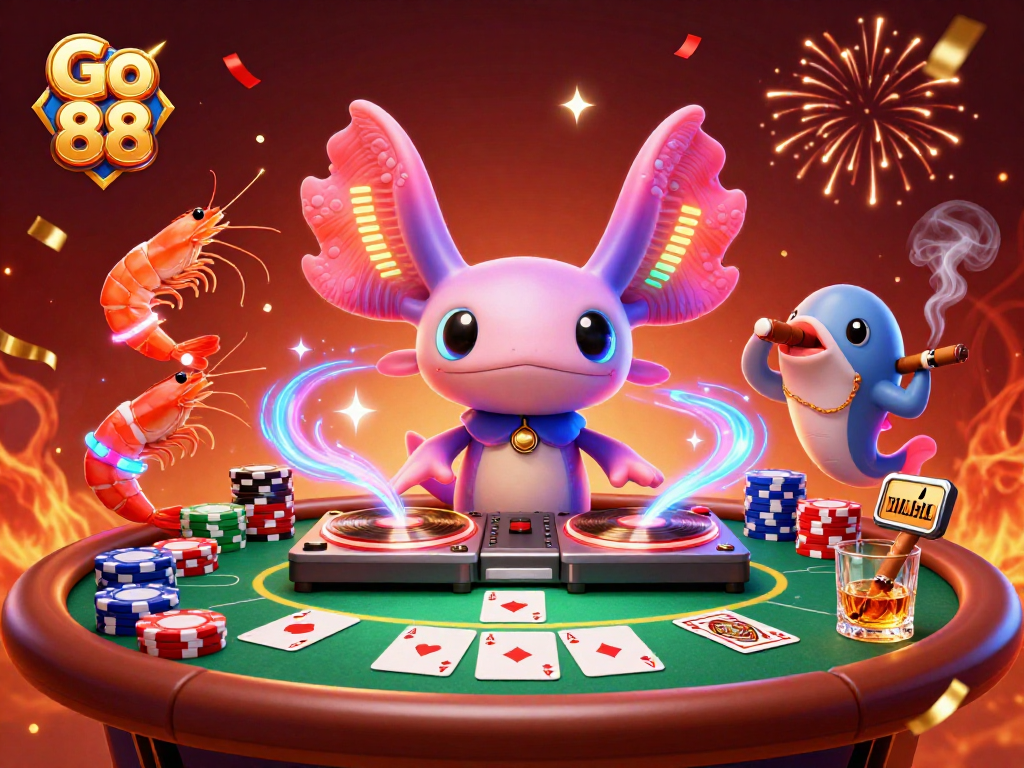 Experience thrilling gameplay at Go 88 with a vibrant underwater casino scene featuring unique characters.