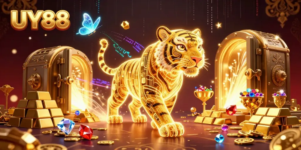 Experience the vibrant UY88 casino world with dazzling treasures and energetic characters.