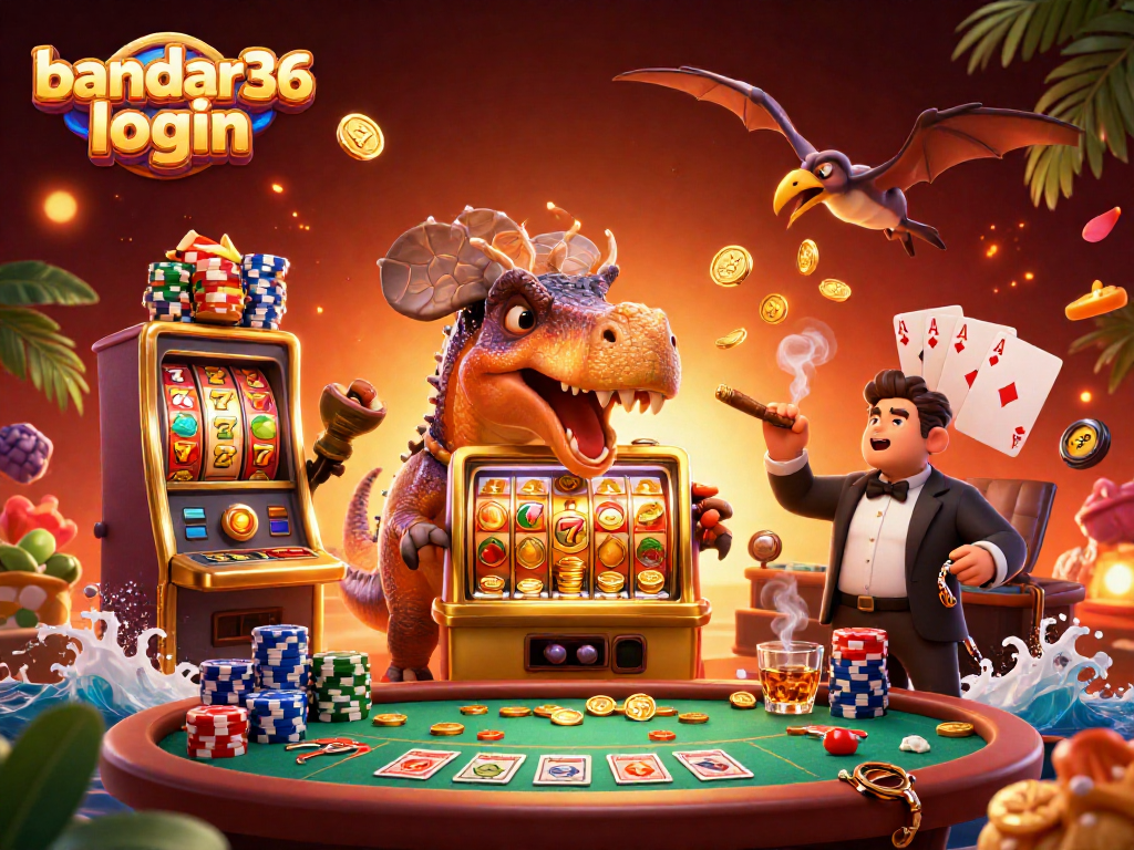Gambarkan aksi bandar36 login saat dinosaur pachycephalosaurus memukul mesin slot emas untuk jackpot.