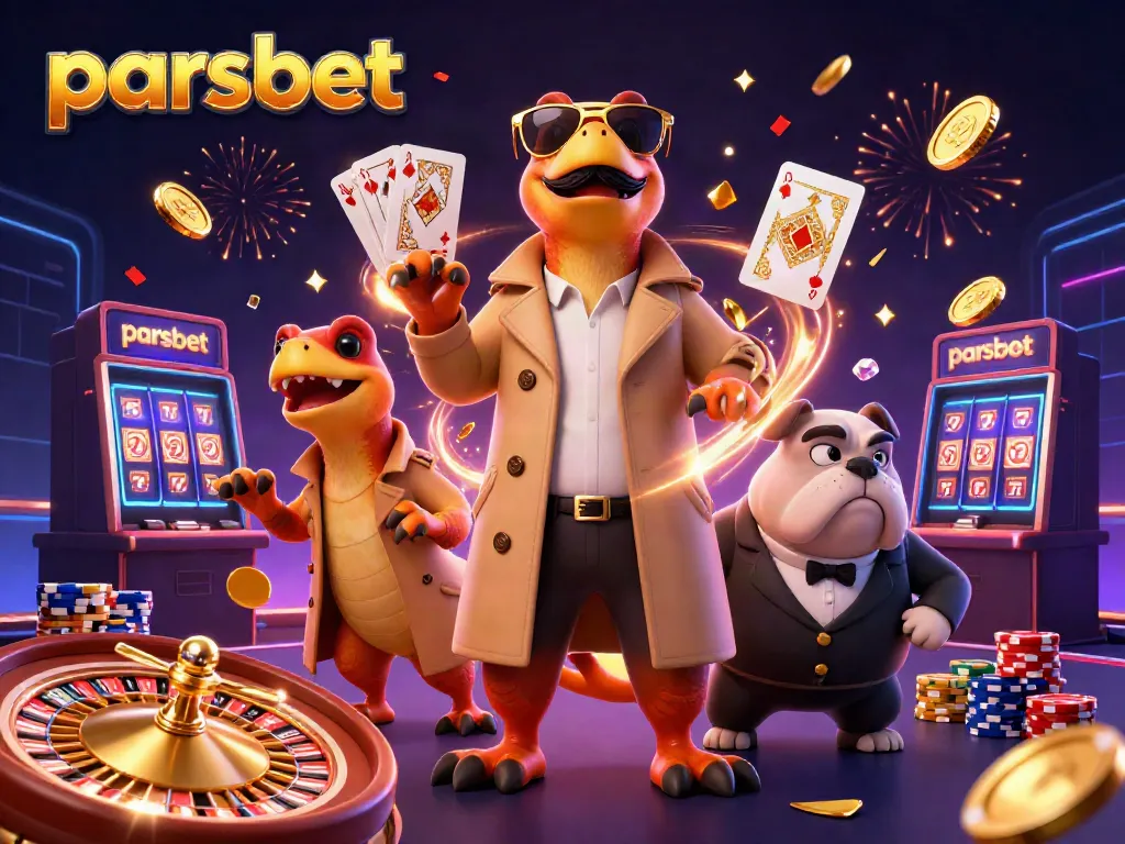 Experience the excitement of parsbet with colorful characters and vibrant casino elements.