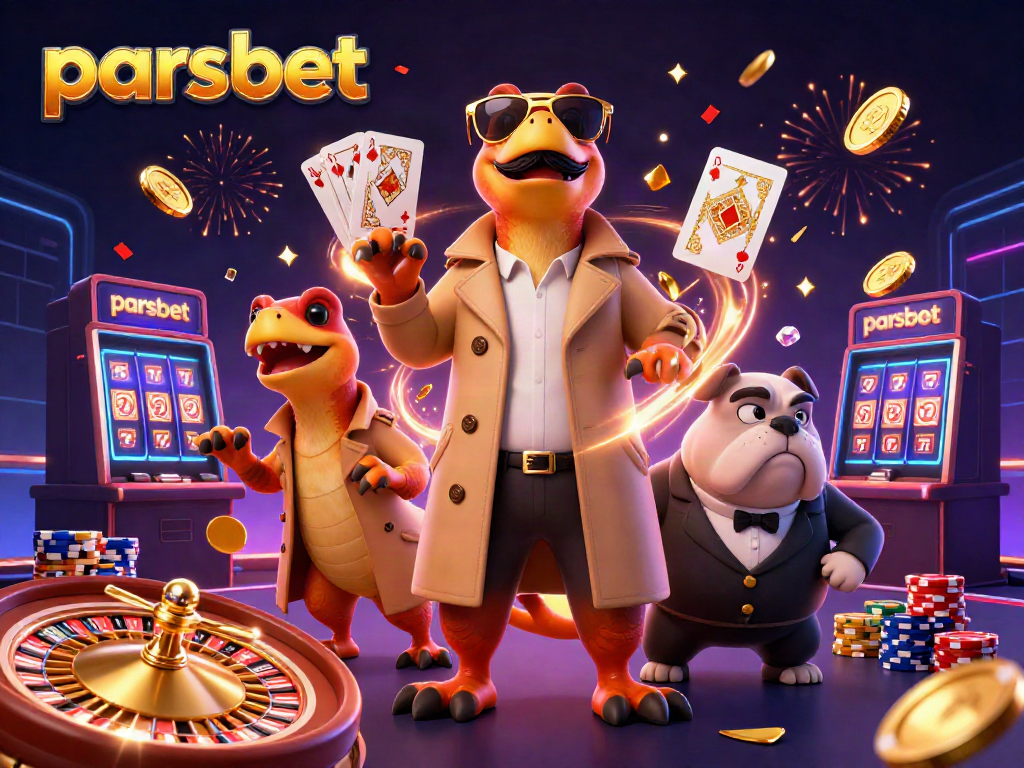 Experience the excitement of parsbet with colorful characters and vibrant casino elements.