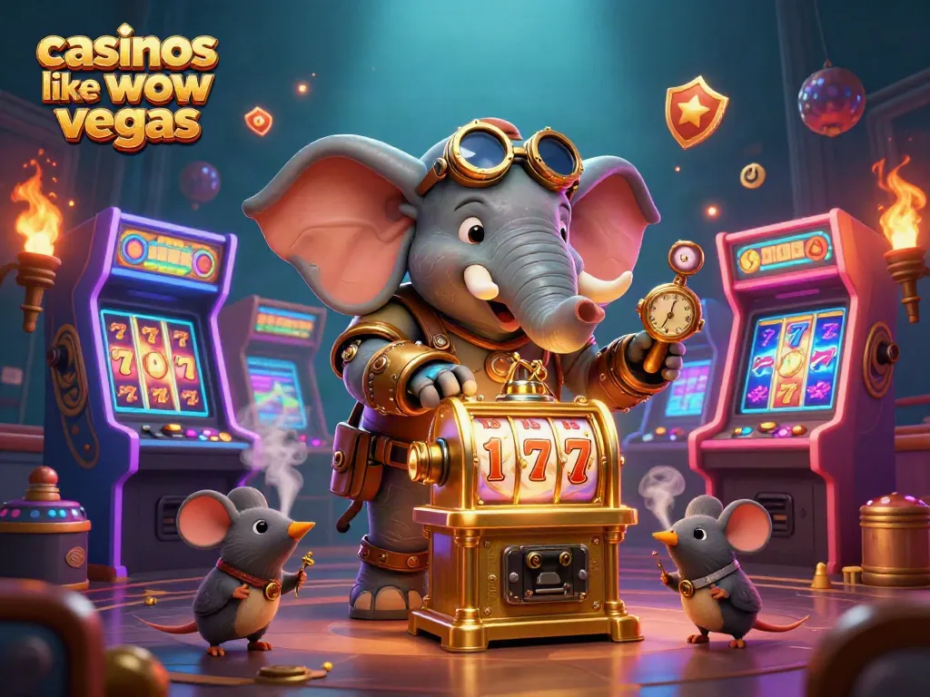 Play exciting games at casinos like wow vegas featuring intricate 3D cartoons, glowing elements, and dynamic characters.