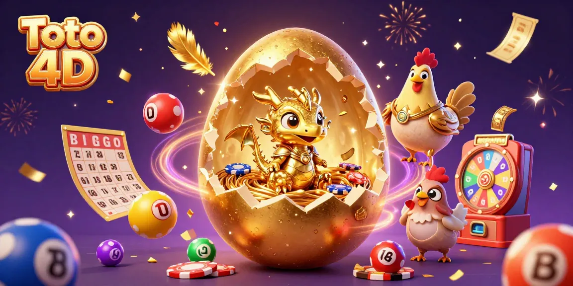 Menangkan jackpot dengan Toto 4D dalam ilustrasi ceria hadiah lotre yang menarik.