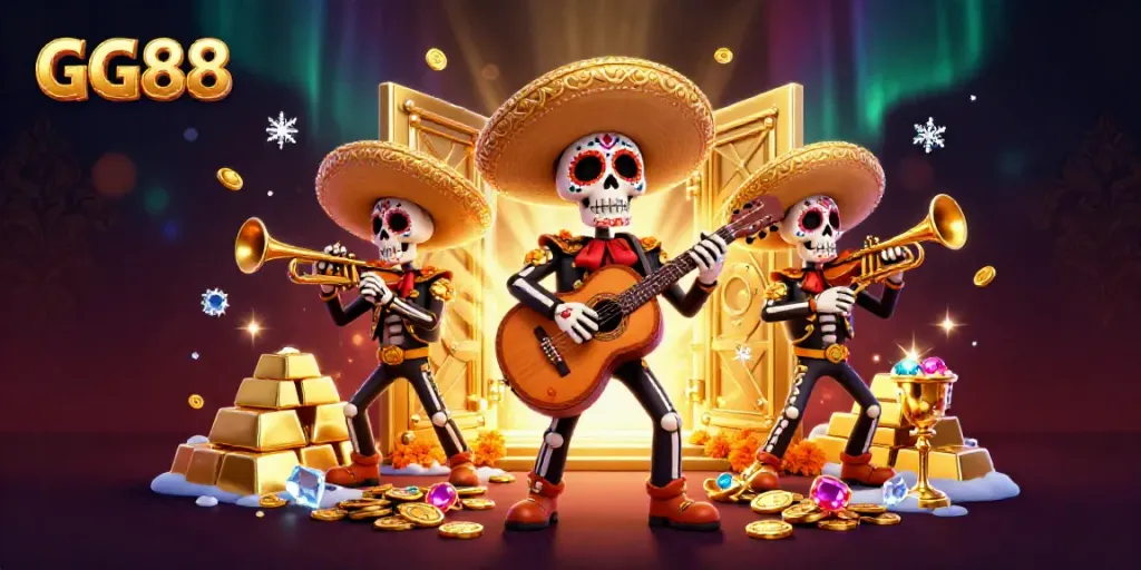 Experience thrilling gameplay at GG88 Casino with colorful mariachi characters and treasure.