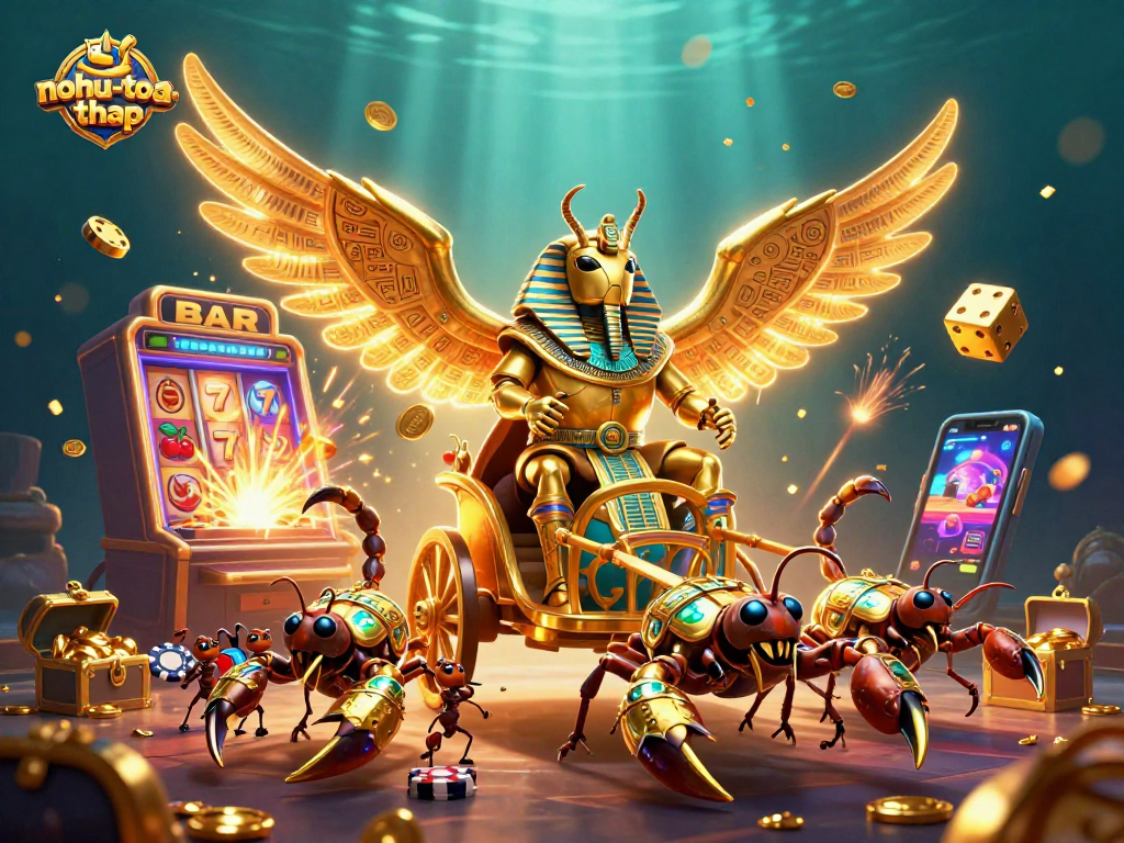 Experience the thrill of nohu-toa-thap with our vibrant 3D illustration of exciting jackpot action.