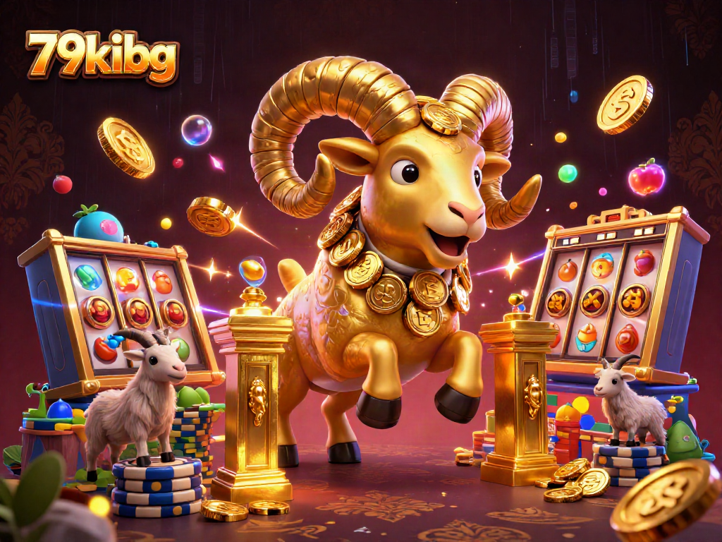 Experience the thrill of 79kibg with a vibrant online casino scene featuring a golden ram and dynamic game elements.