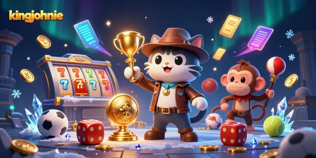 Engage with kingjohnnie's dynamic casino experience featuring a cat archaeologist discovering treasures.